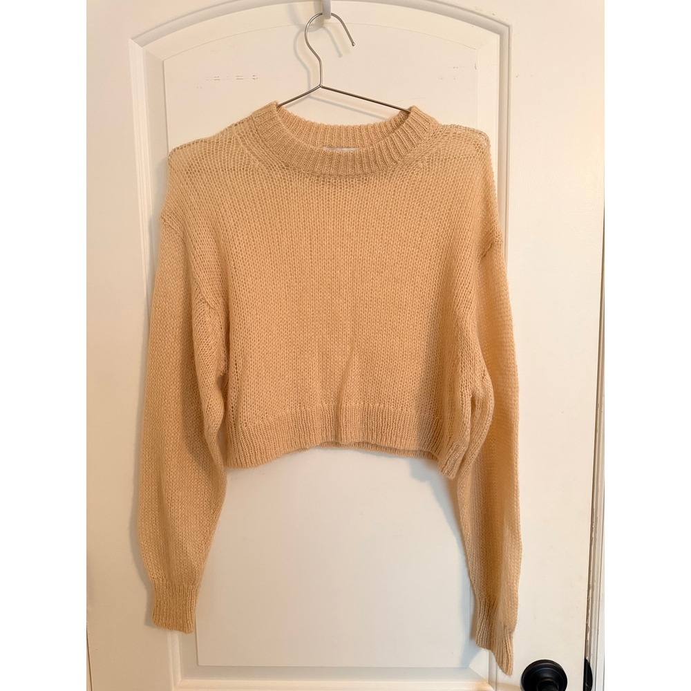 Tna Aritzia Cropped Mohair Blend Sweater Womens XS Peach Open Knit 73572 - Picture 3 of 7